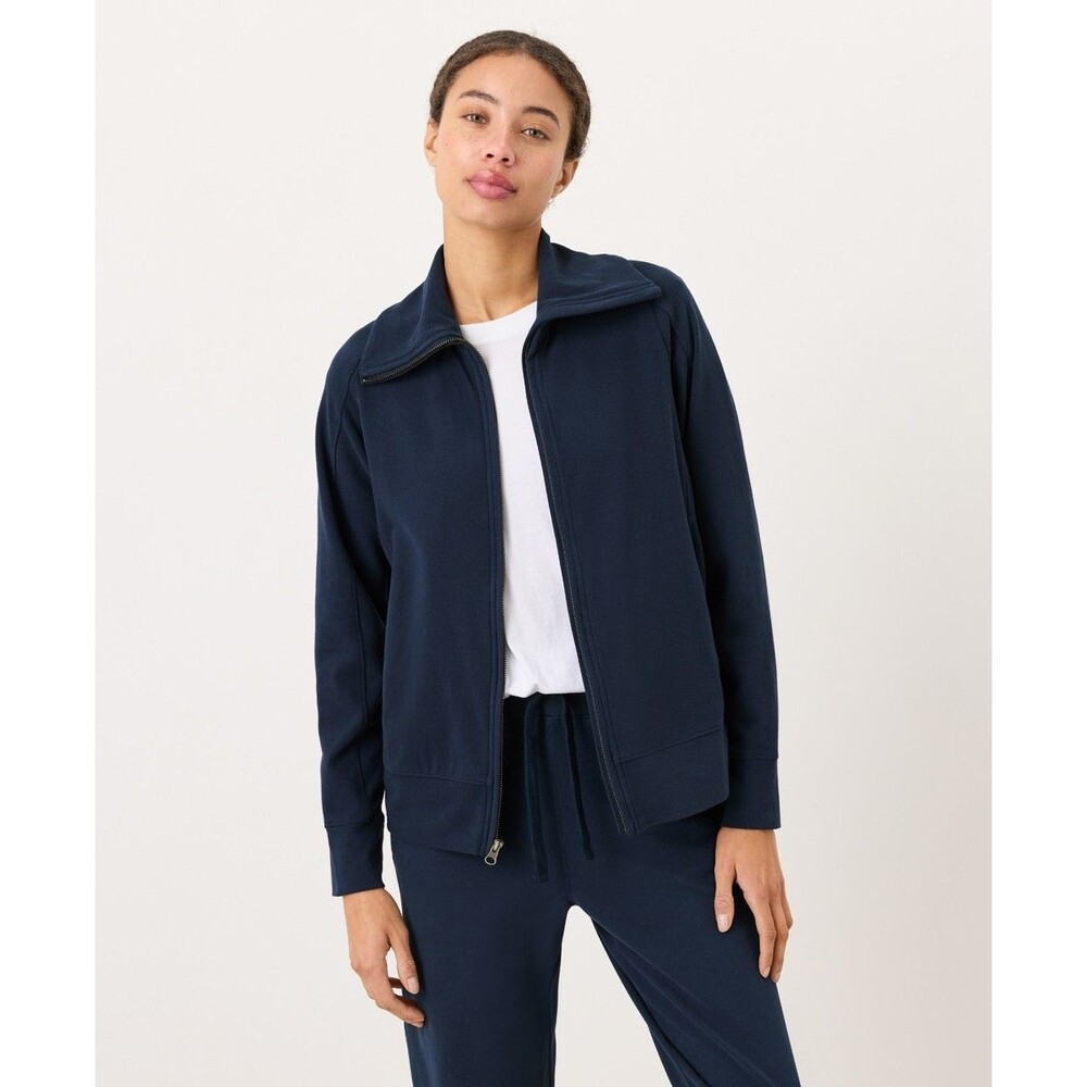 Pact CloudKnit Organic Cotton Funnel Neck Full Zip Sweatshirt Jacket XL Navy